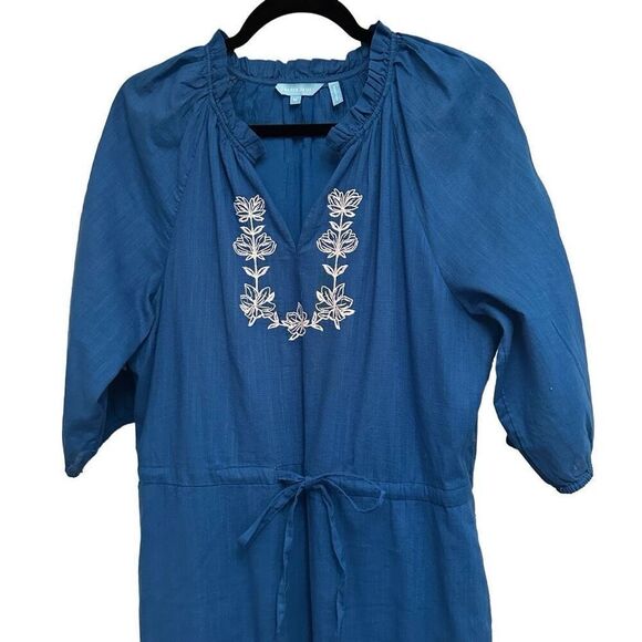 Draper James Blue 3/4 sleeve Midi Embroidered Dress- size M - Picture 1 of 7
